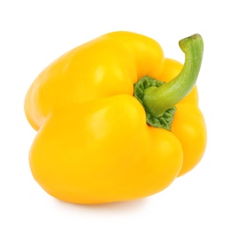 Photo of Ripe yellow bell pepper isolated on white