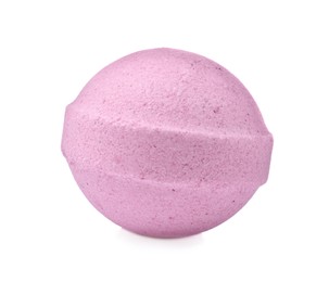 Photo of One pink bath bomb isolated on white