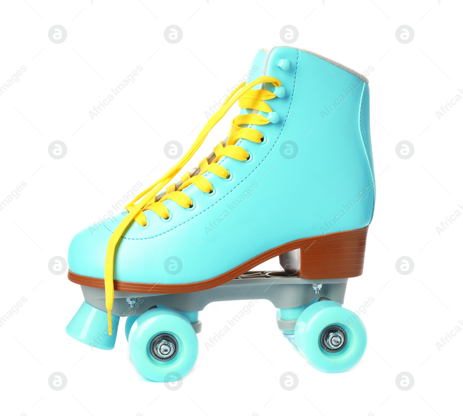 Photo of Bright stylish roller skate on white background