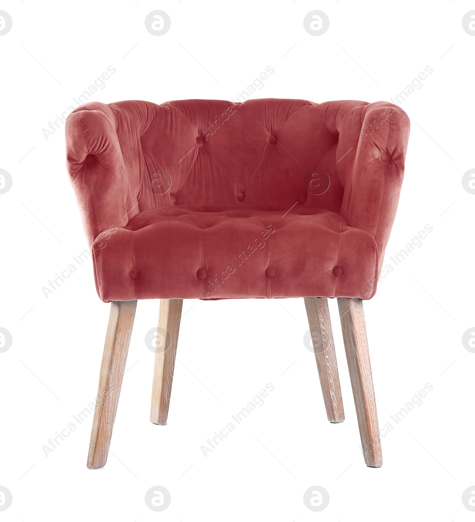 Image of One comfortable red armchair isolated on white