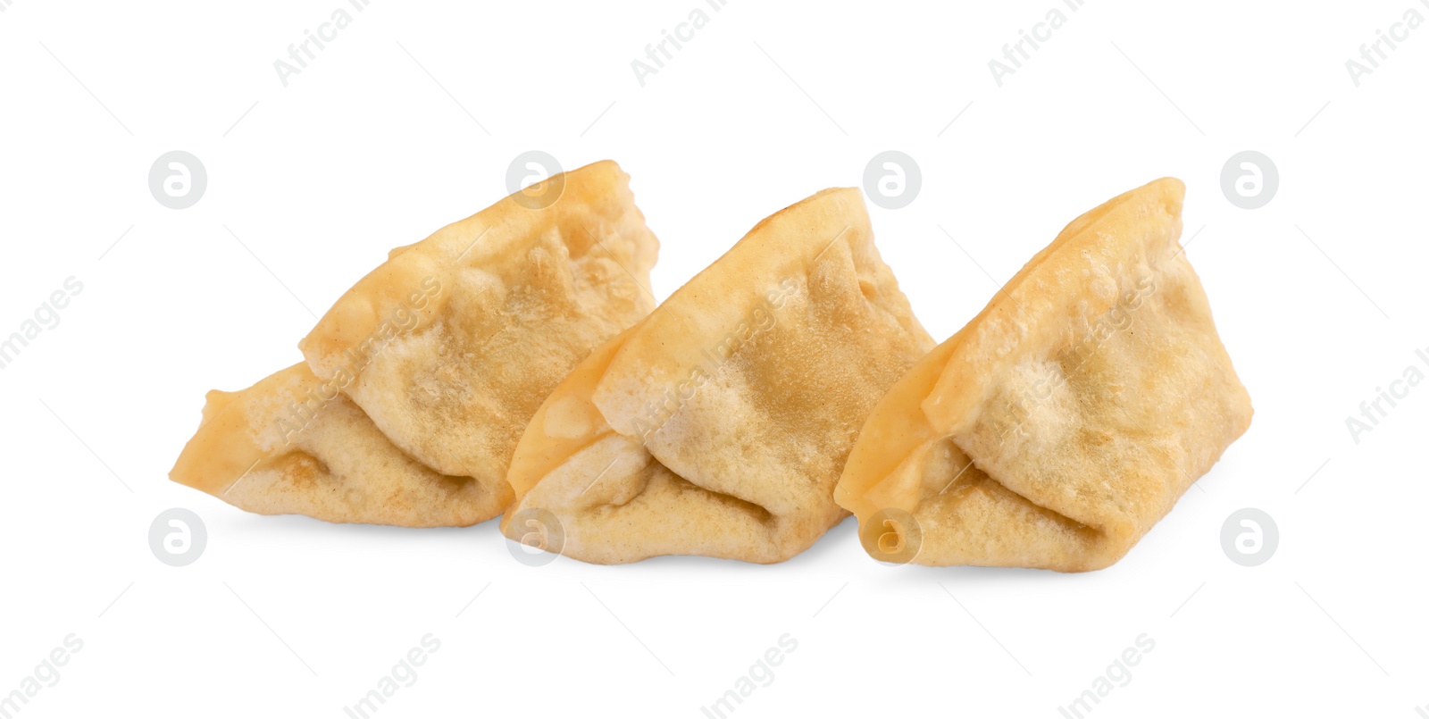 Photo of Delicious gyoza (asian dumplings) isolated on white