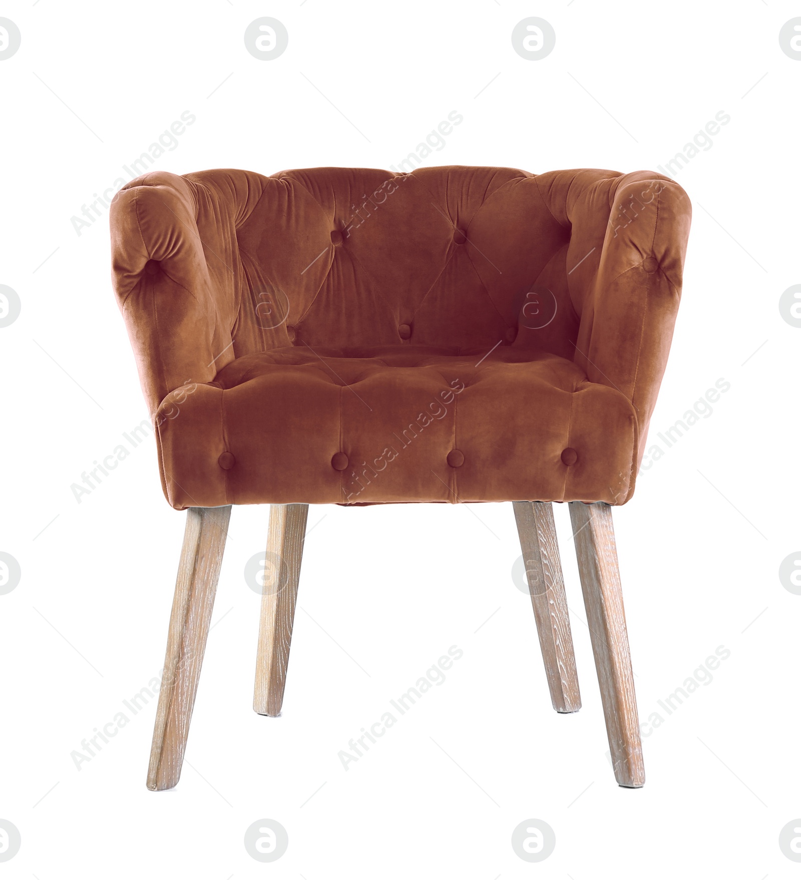 Image of One comfortable brown armchair isolated on white
