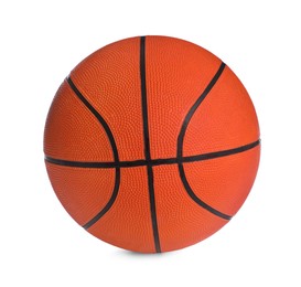 Photo of New orange basketball ball isolated on white. Sports equipment