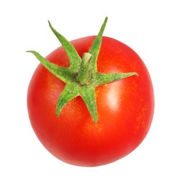Photo of One ripe cherry tomato isolated on white