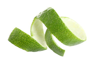 Photo of Peel of fresh ripe lime isolated on white