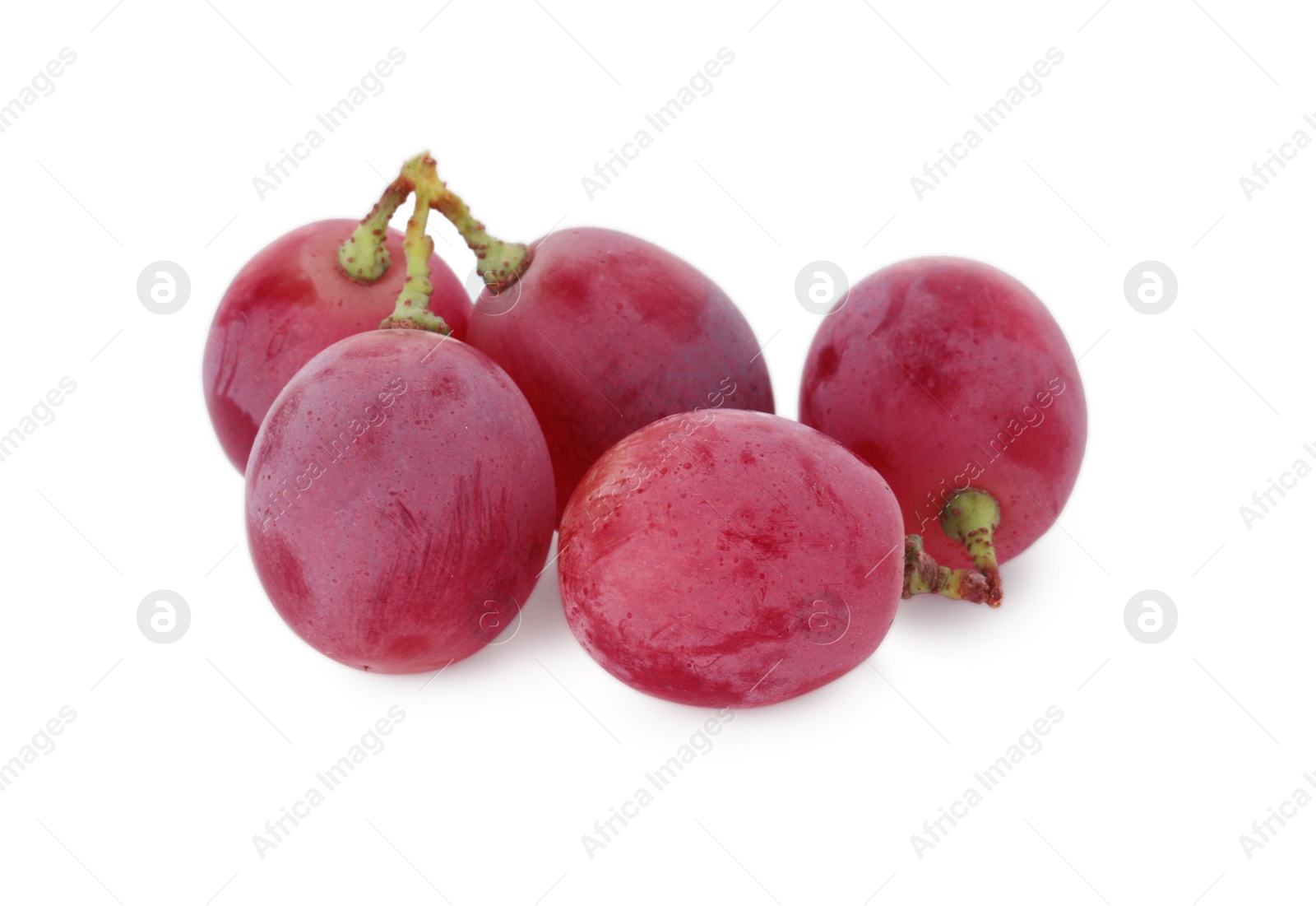 Photo of Tasty ripe red grapes isolated on white