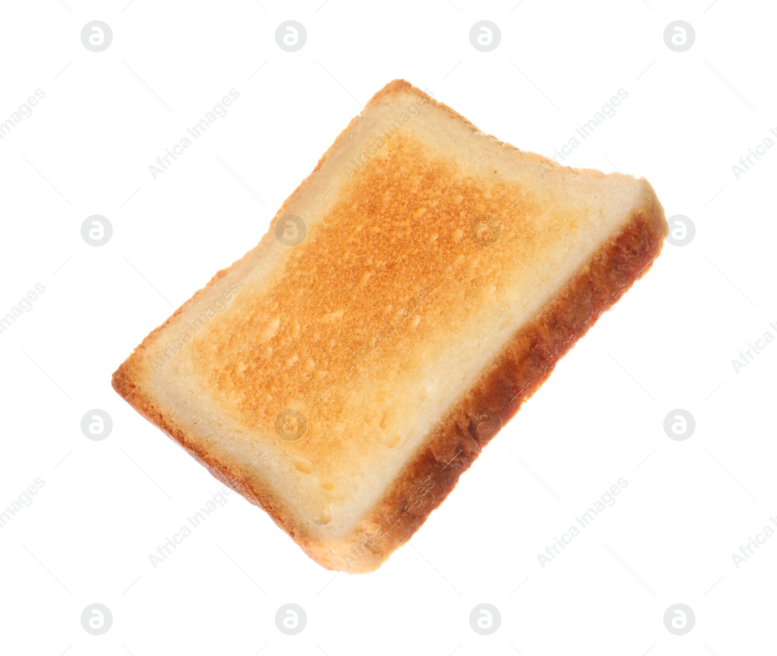 Photo of Slice of delicious toasted bread isolated on white