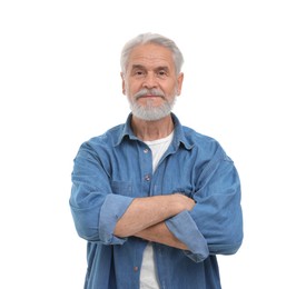 Photo of Man with crossed arms on white background