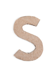 Photo of Letter S made of cardboard isolated on white