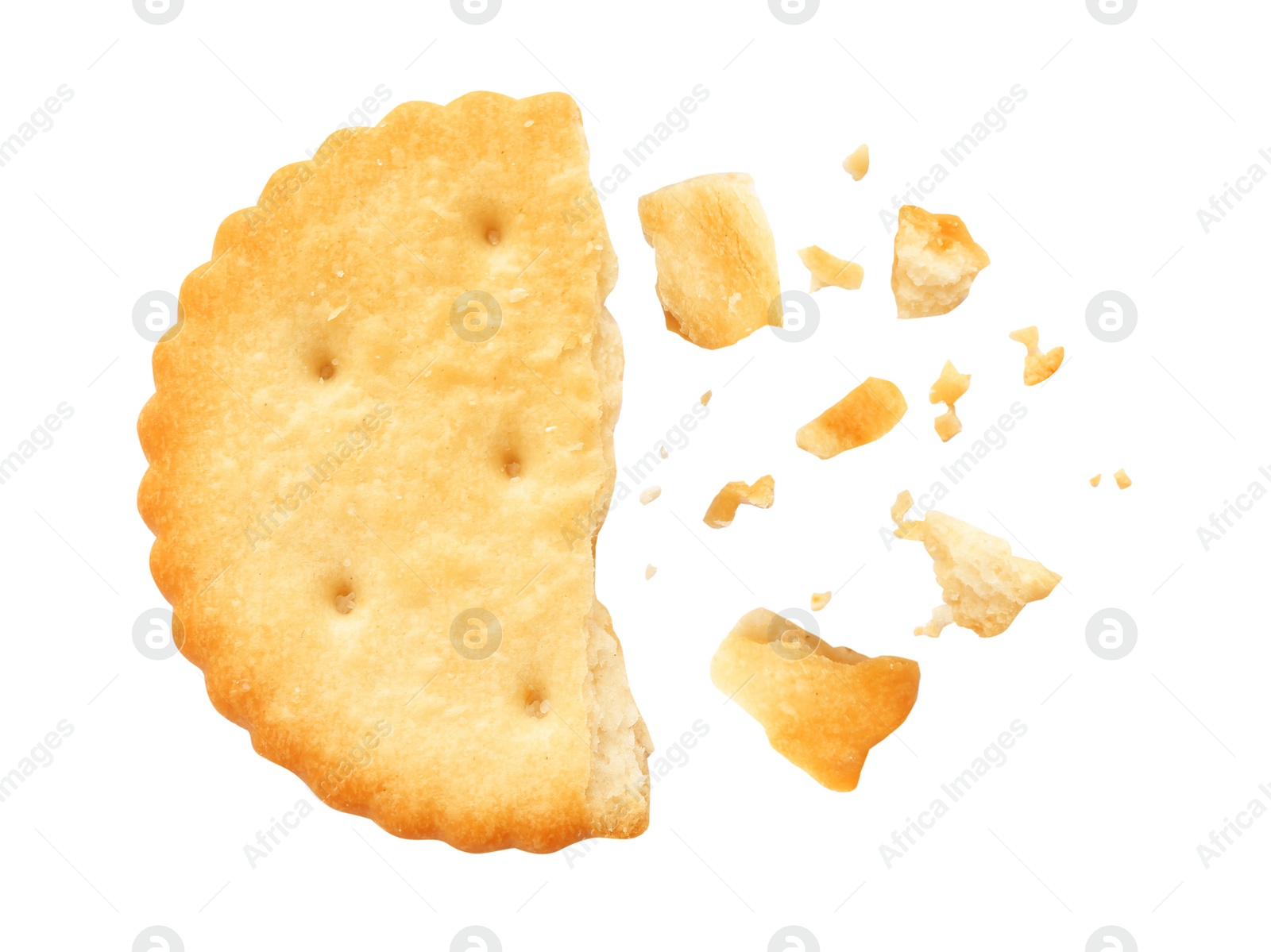 Image of Crushed cracker and crumbs on white background