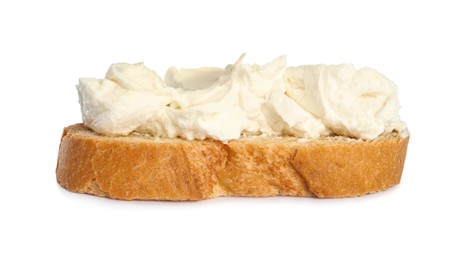 Toasted bread with cream cheese isolated on white