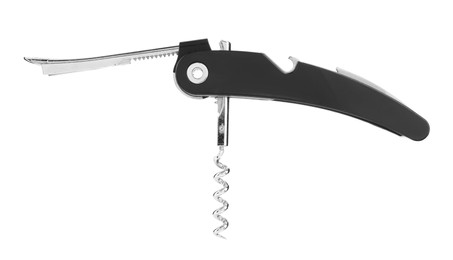 Photo of One corkscrew (sommelier knife) isolated on white