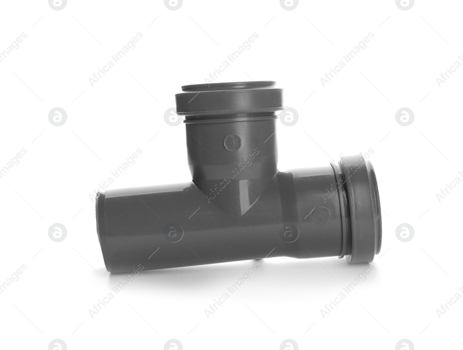 Photo of New pipe fitting on white background. Plumber's supply