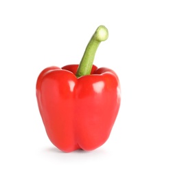 Photo of Tasty ripe red bell pepper on white background