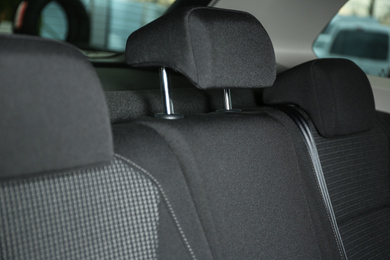 Modern car interior with comfortable grey seats