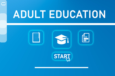 Adult education. Interface of website or application for online learning