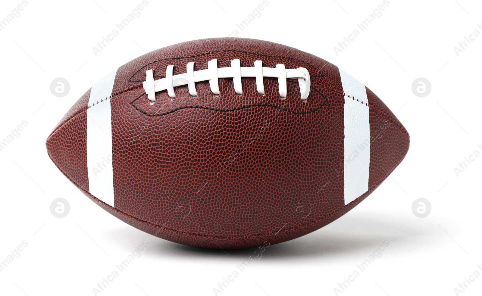 Photo of Leather American football ball on white background