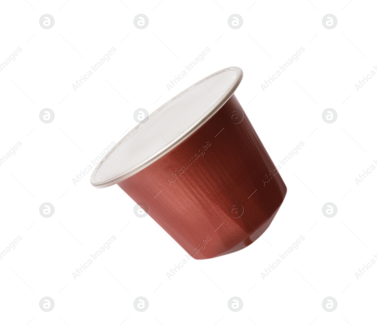 Photo of One plastic coffee capsule isolated on white