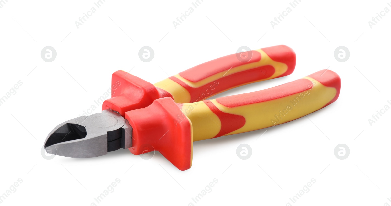 Photo of Cutting pliers on white background. Electrician's tool