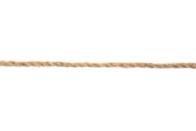 Hemp rope on white background. Organic material