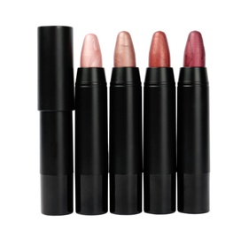 Set of colorful lipsticks isolated on white