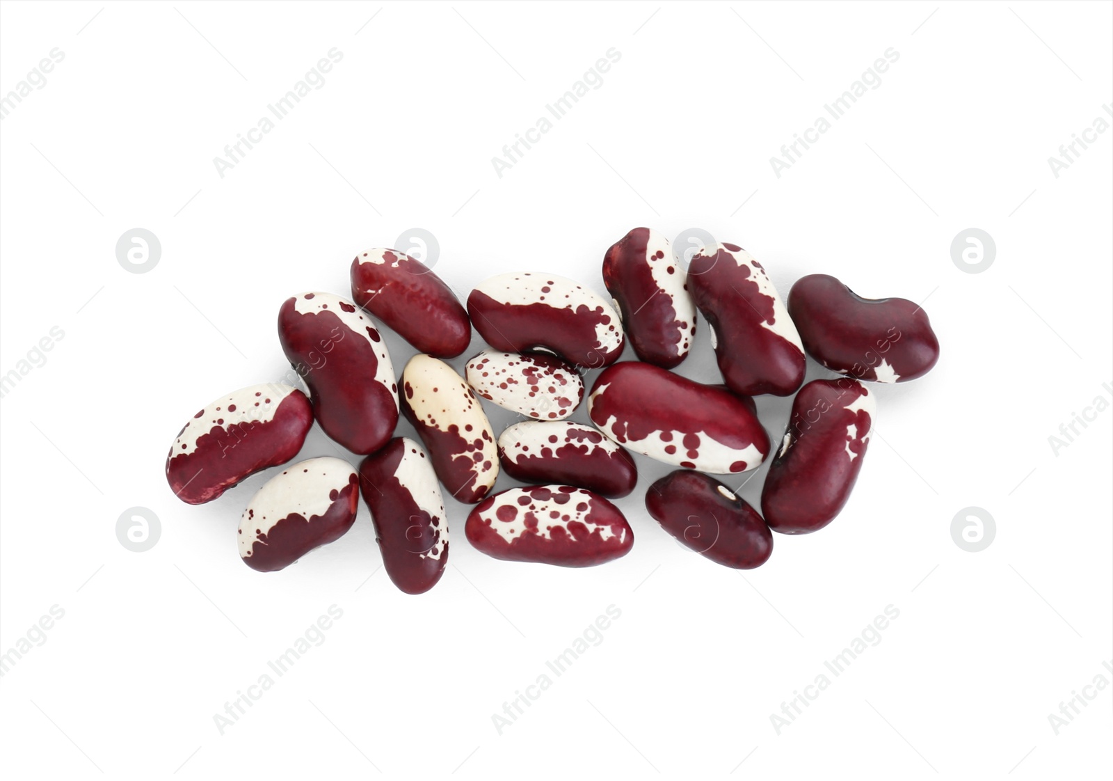 Photo of Dry kidney beans on white background, top view