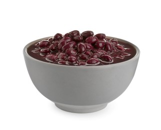 Photo of Bowl of canned kidney beans on white background
