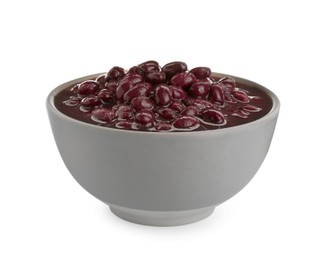 Bowl of canned kidney beans on white background