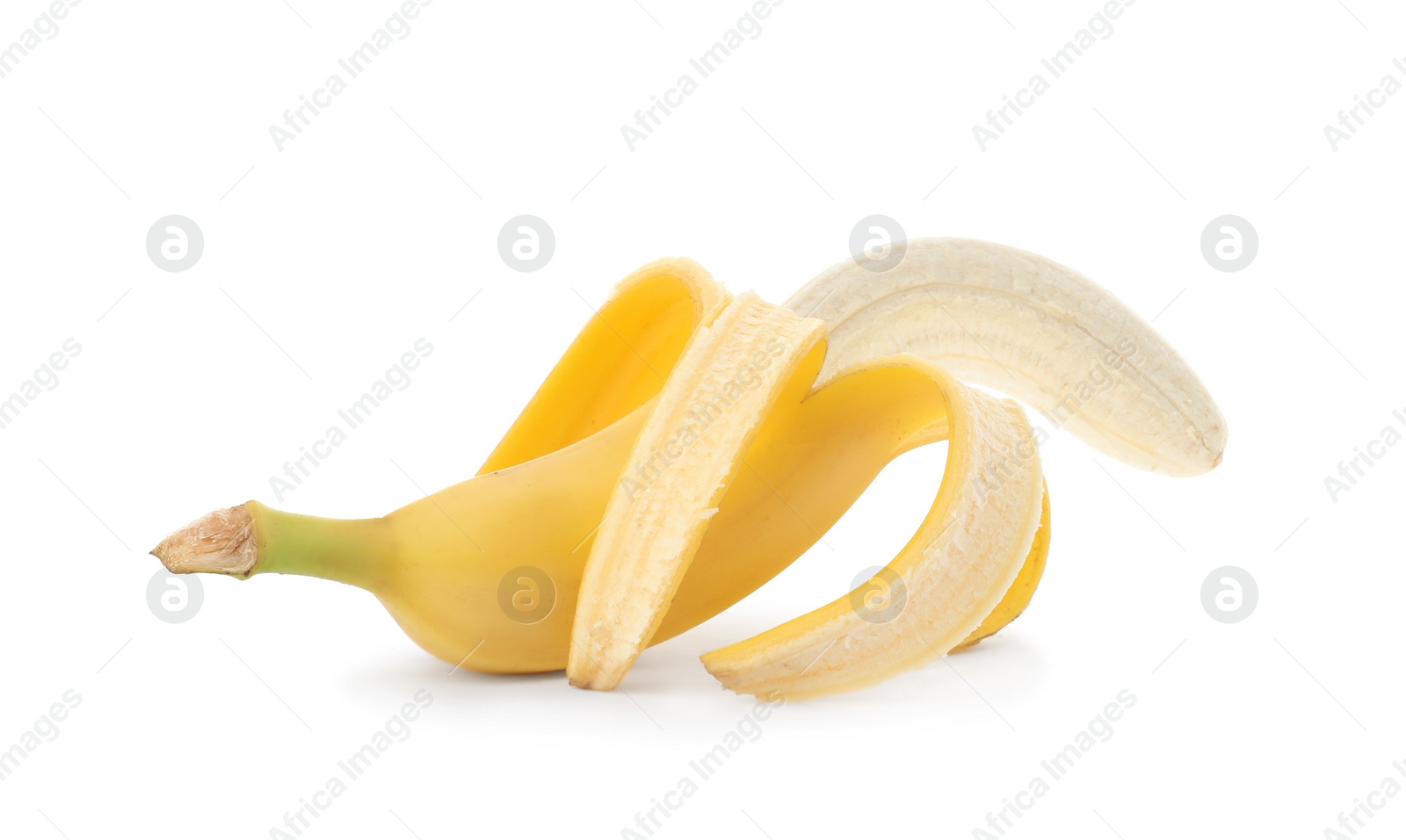 Image of Banana symbolizing male sexual organ on white background. Potency problem