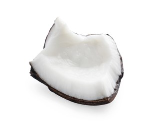 Photo of Piece of fresh ripe coconut isolated on white