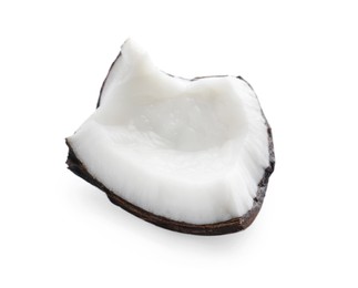 Piece of fresh ripe coconut isolated on white