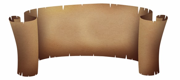 Sheet of old parchment scroll on white background, illustration. Banner design