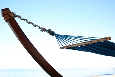 Comfortable hammock at seaside. Time to relax