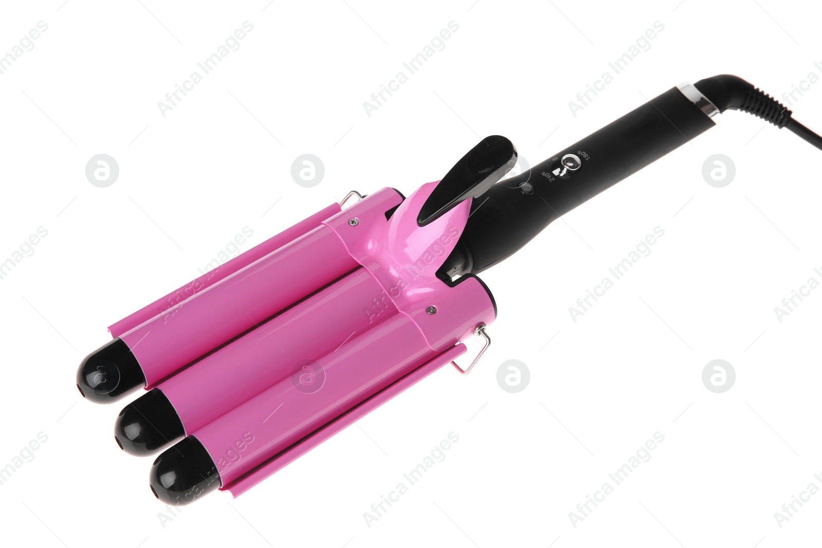 Photo of Curling iron isolated on white. Hair styling device