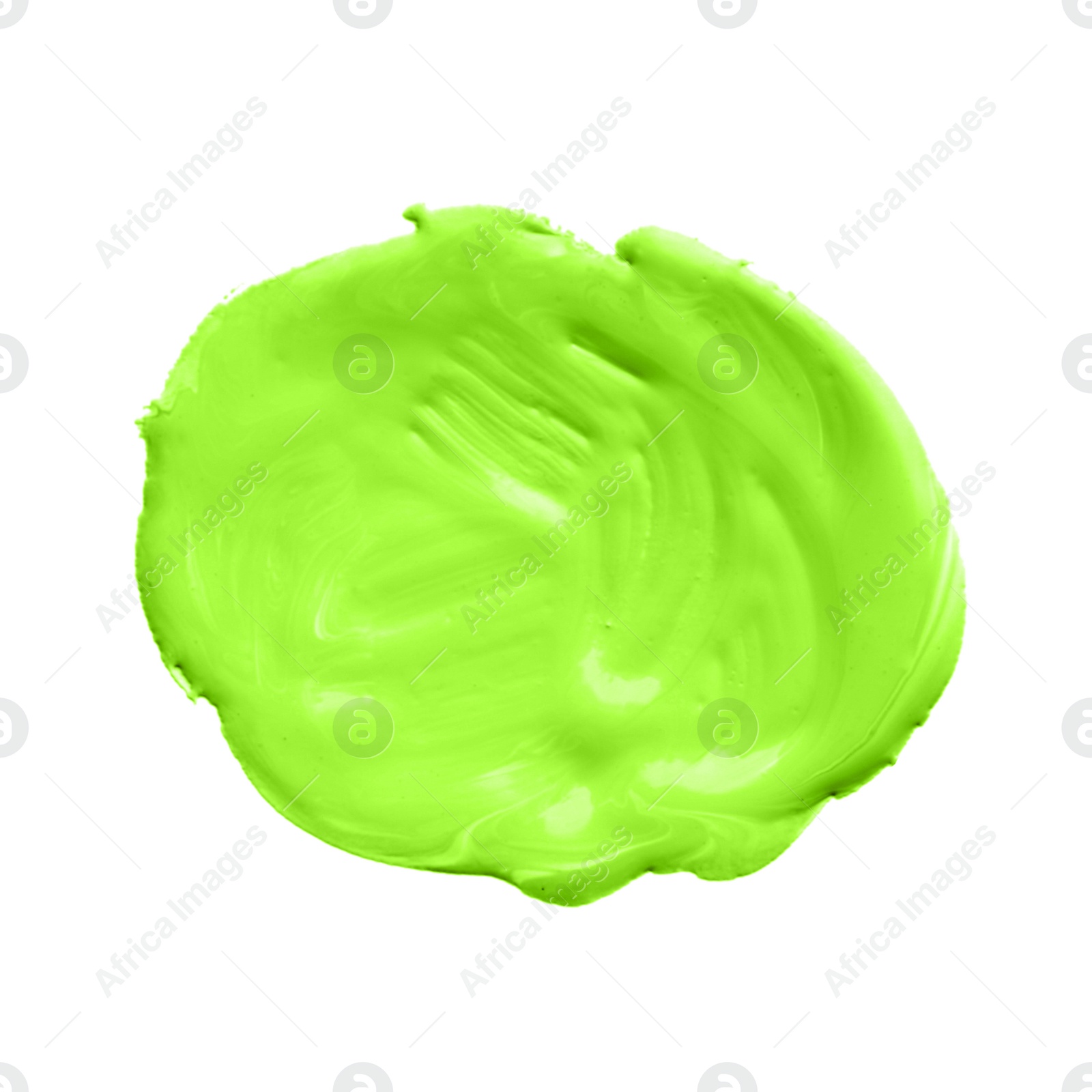 Photo of Abstract brushstroke of green paint isolated on white