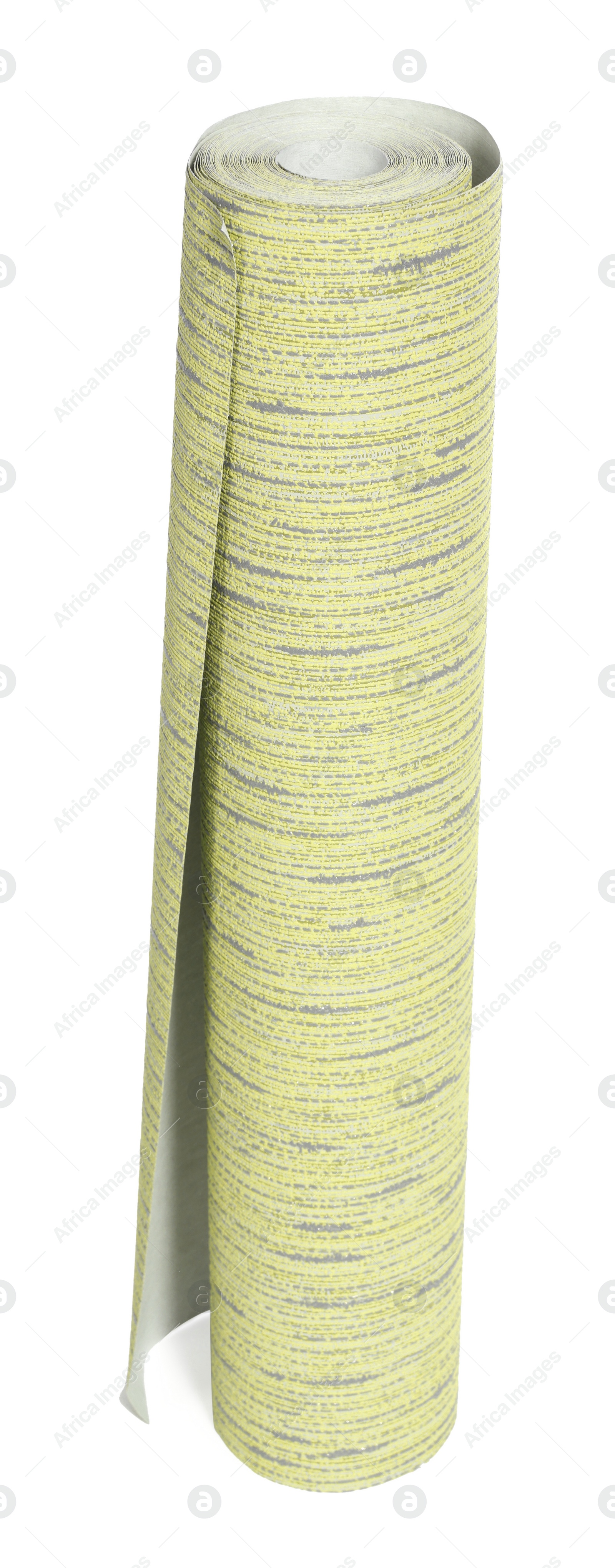 Image of One yellow wallpaper roll isolated on white