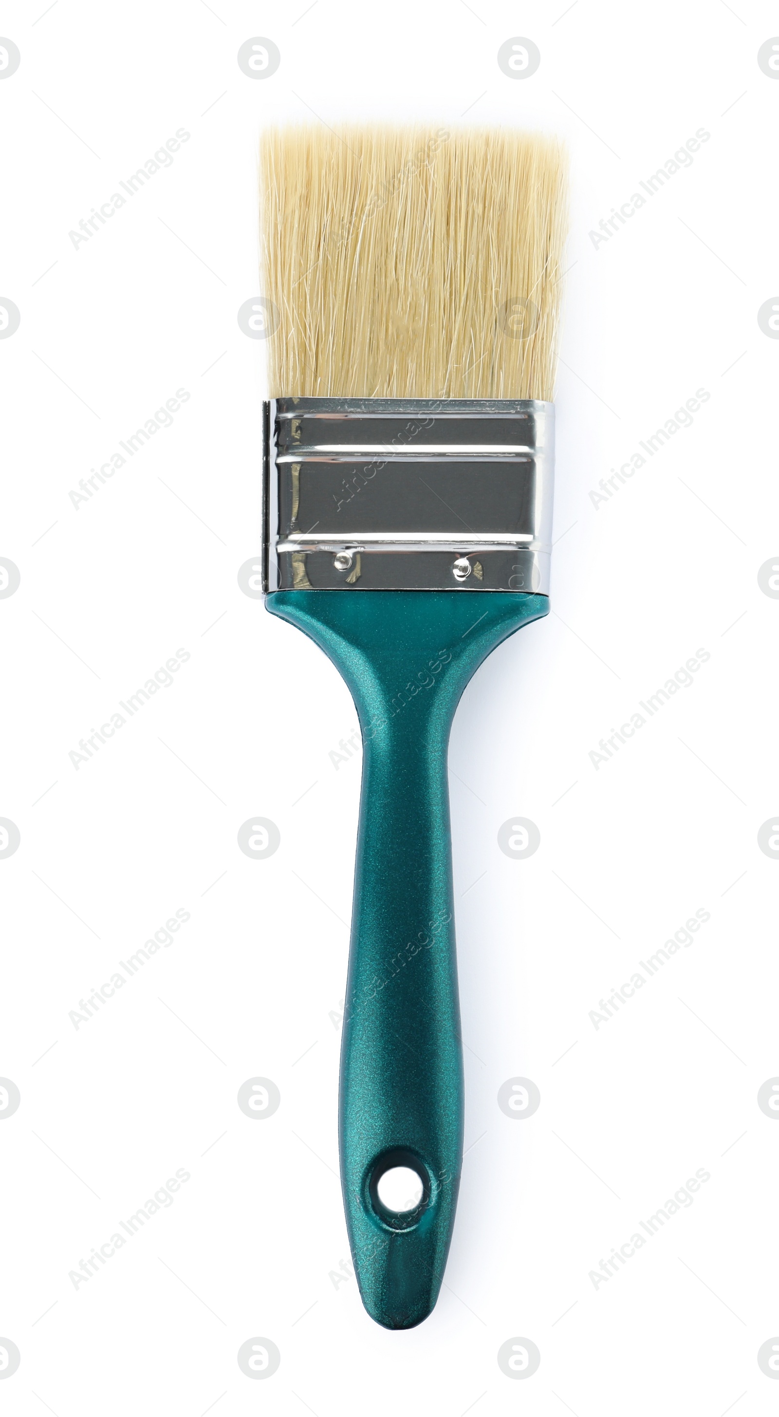 Photo of Paint brush with color handle on white background