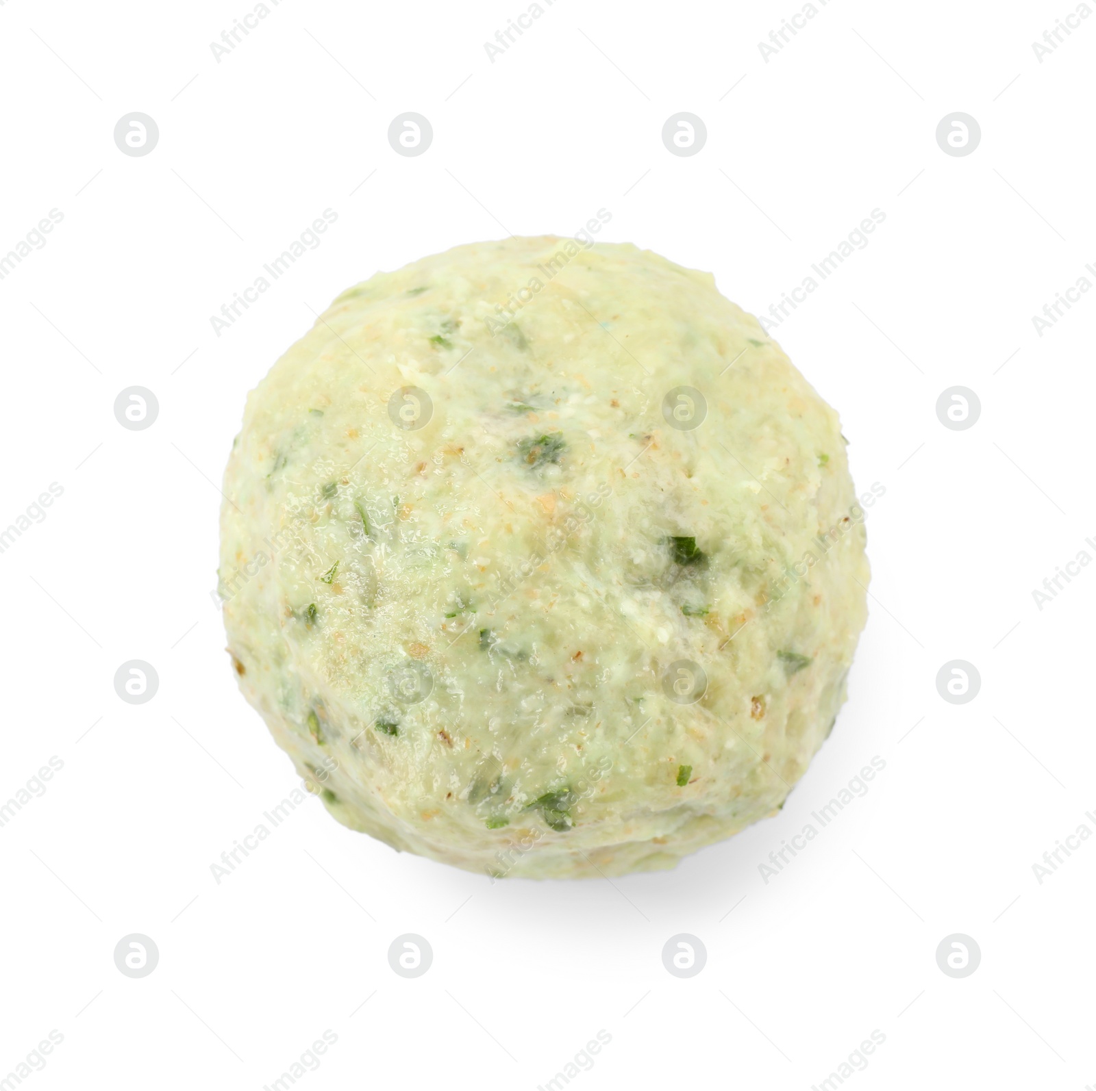 Photo of Falafel ball isolated on white, top view. Vegan product