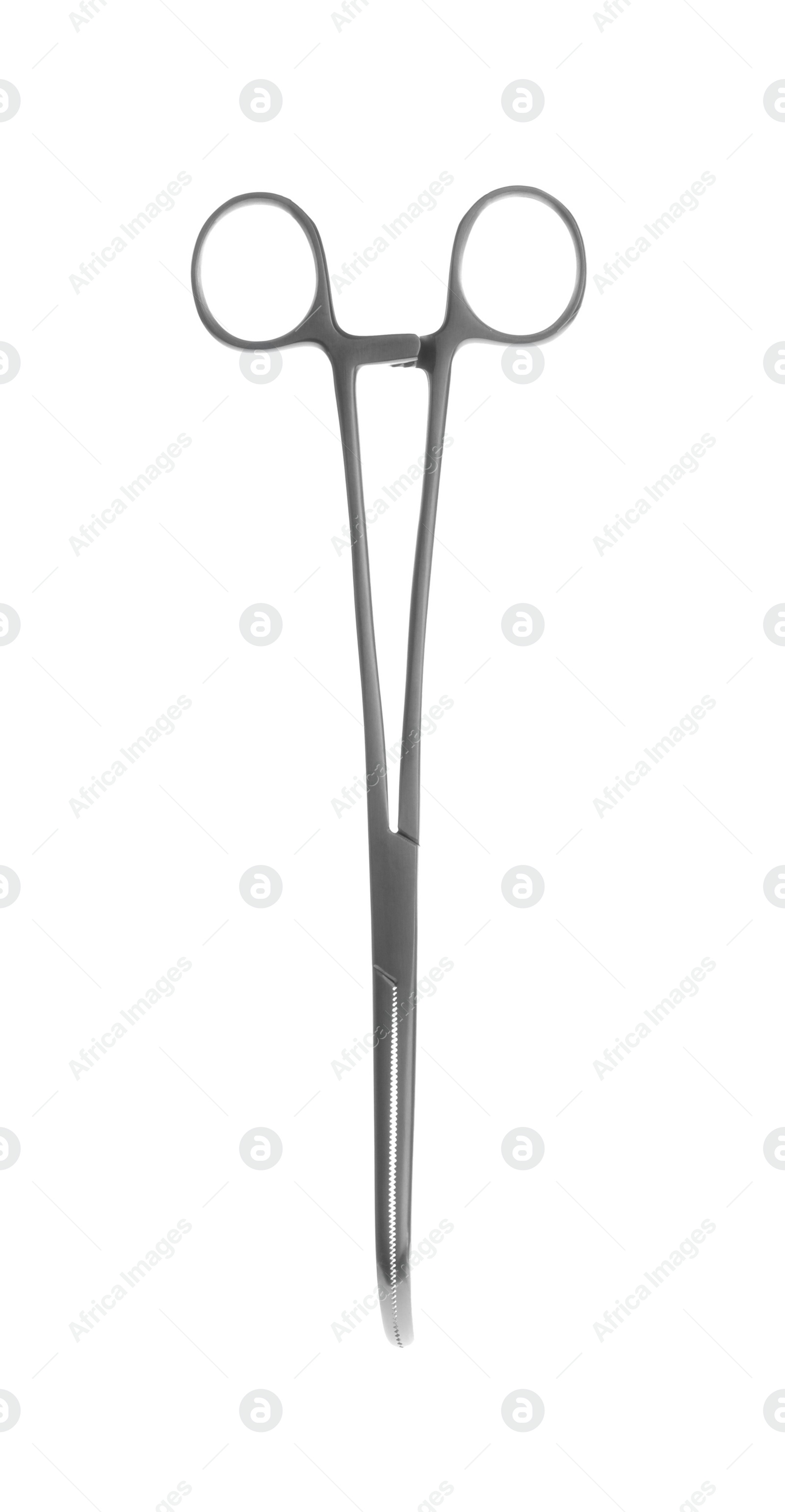 Photo of Surgical forceps on white background. Medical instrument