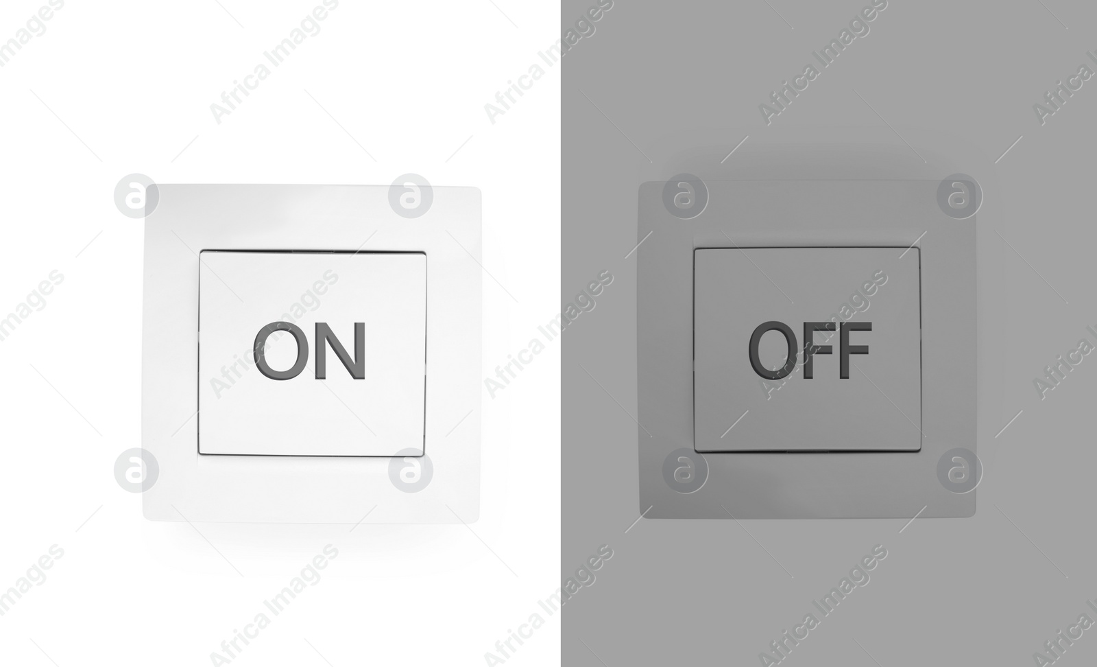 Image of Turned ON and OFF light switches on color background