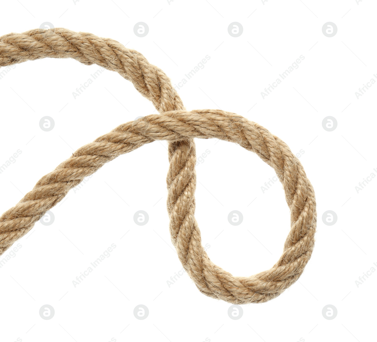 Photo of Hemp rope with loop on white background