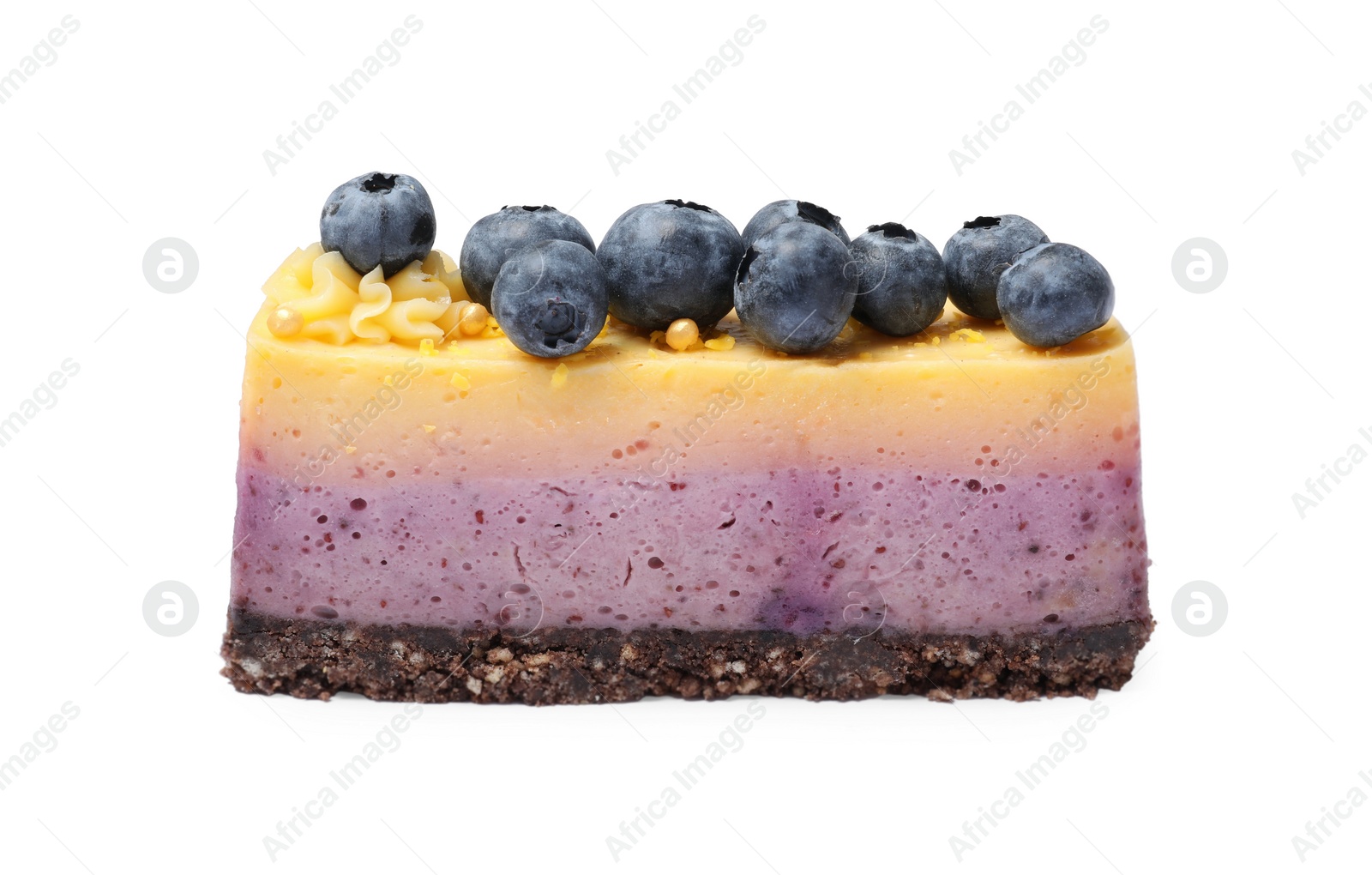 Photo of Delicious cheesecake with blueberry isolated on white