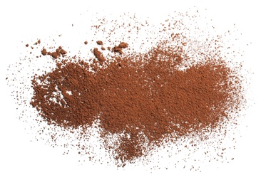 Cocoa powder on white background