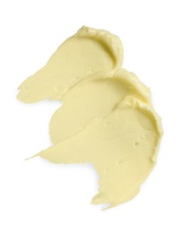 Photo of Tasty butter on white background, top view