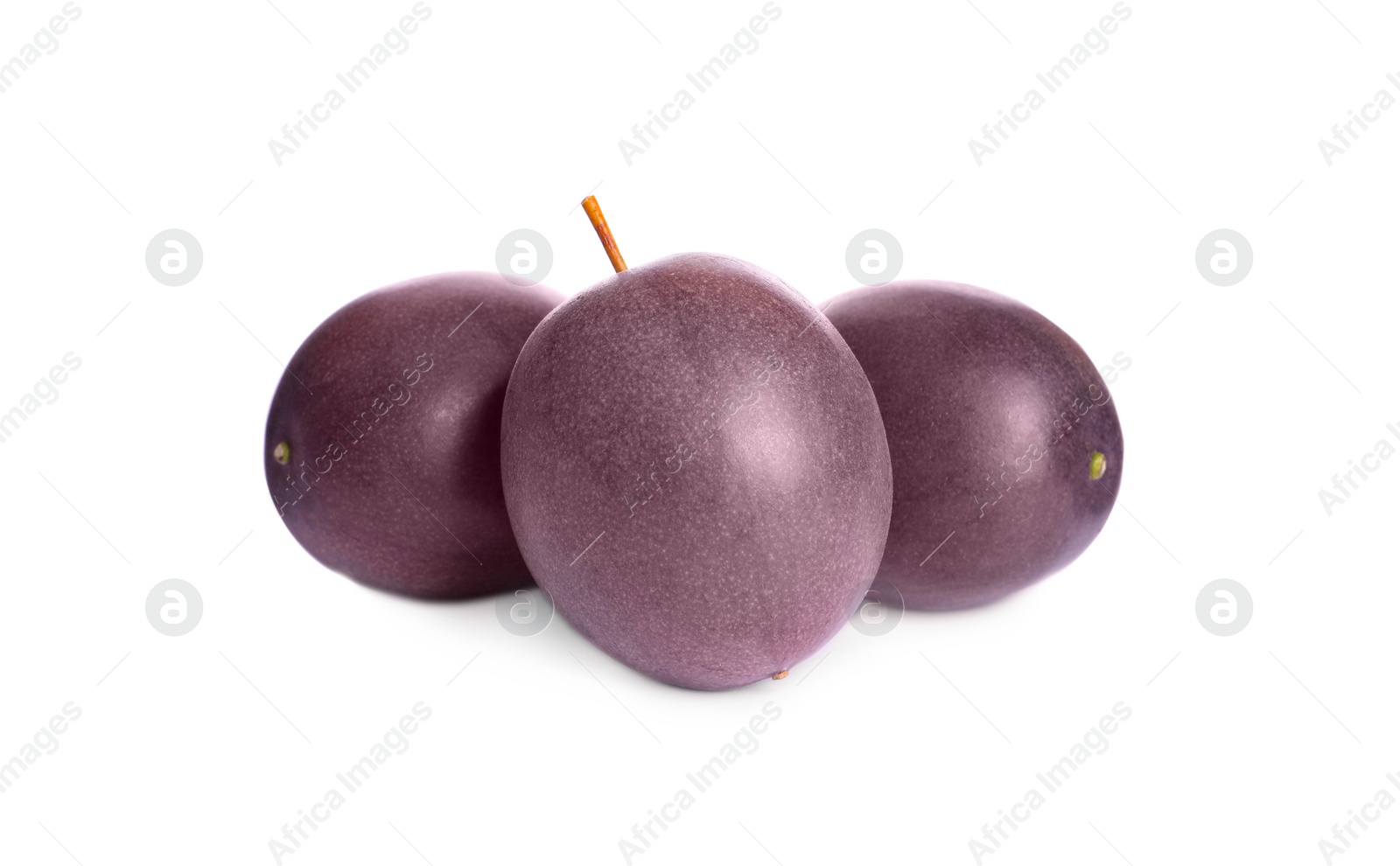 Photo of Delicious ripe passion fruits on white background