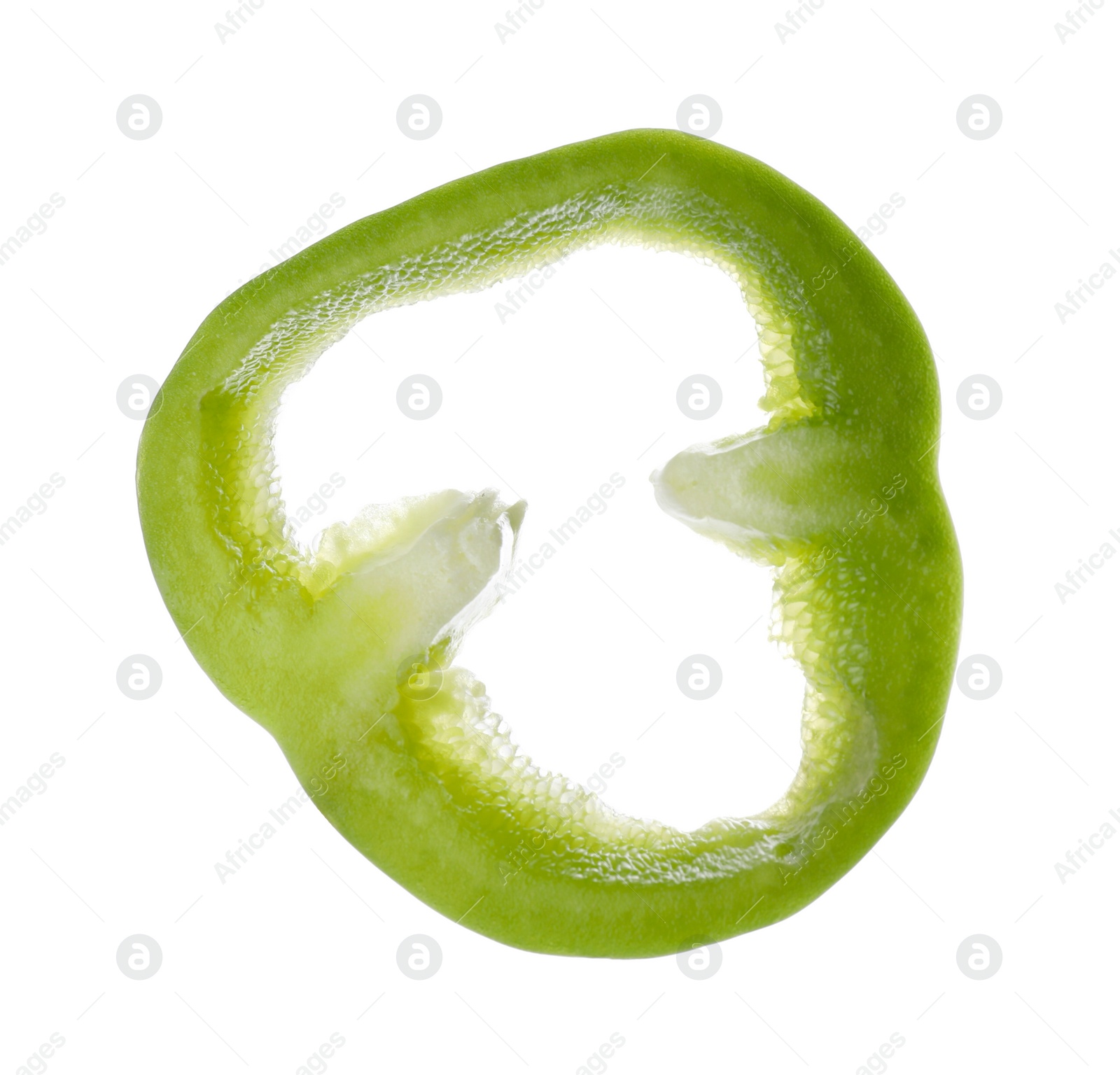 Photo of Slice of green bell pepper isolated on white