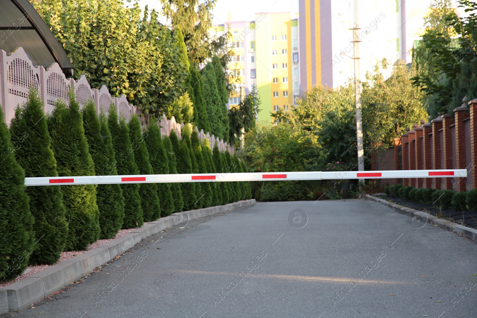 Photo of Closed automatic boom barrier on city street