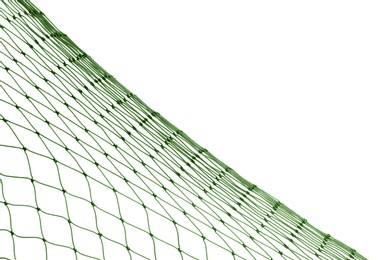 Fishing net on white background, closeup view