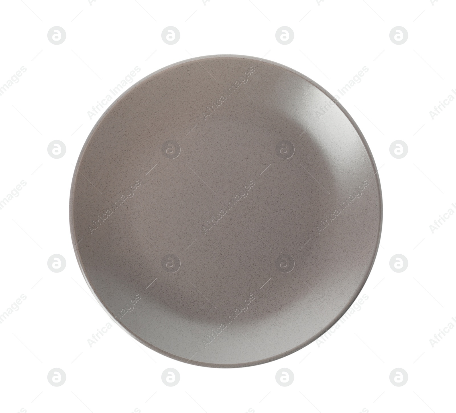 Photo of New grey ceramic plate isolated on white, top view