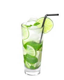 Delicious mojito in glass isolated on white
